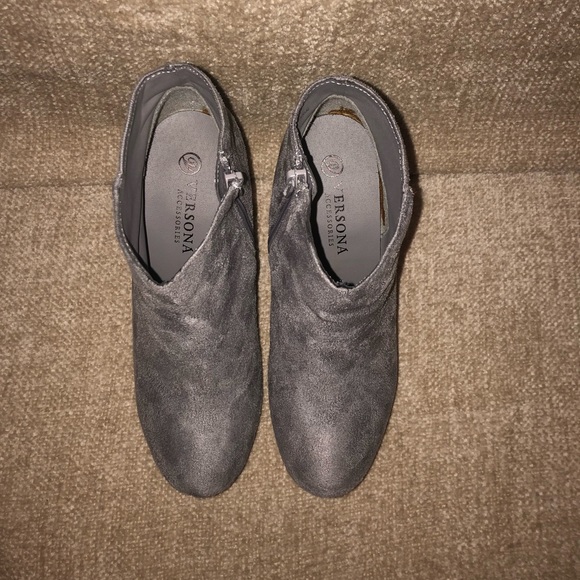 Versona Grey Suede Side-zip Booties - Size 7 - Picture 3 of 7